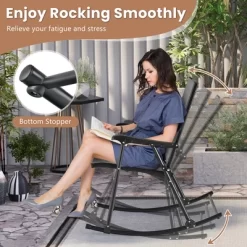 Costway 2pcs Patio Folding Rocking Chair Heavy-Duty Metal Frame Rockers Outdoor -Outdoor Comfort Deals Store GUEST 82c3e2f2 fb14 4799 9421 d24c9ba2aae3