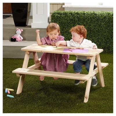 Rectangle Wooden Kids Picnic Table - Merry Products 2 Rectangle Wooden Kids Picnic Table - Merry Products - Image 2
