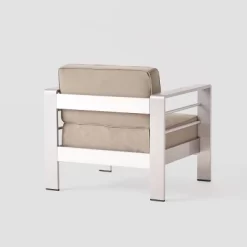 Cape Coral 5pc Aluminum Seating Set With 4 Arm Chairs & Coffee Table - Khaki - Christopher Knight Home -Outdoor Comfort Deals Store GUEST 836158f3 4f0a 45b0 b2a0 f76b7bdf231a