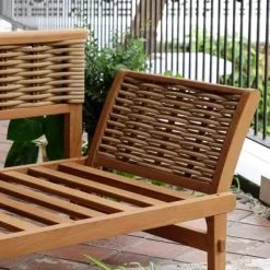 Cambridge Casual Auburn Teak & Wicker Outdoor Patio Daybed With Cushion Brown/Beige -Outdoor Comfort Deals Store GUEST 8457e708 2628 493d ba50 0c3f34c3a950