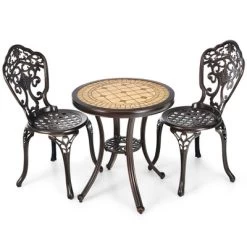 Costway 3PCS Patio Bistro Set Round Table Chairs All Weather Cast Aluminum Yard -Outdoor Comfort Deals Store GUEST 8486448c 9b06 4cab 8ded b77ab5b6db8e