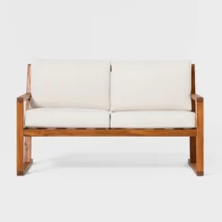 Saracina Home Modern Slat -Back Acacia Outdoor Bench With Cushions -Outdoor Comfort Deals Store GUEST 84a85b31 992a 4de9 9918 8604f4075cb4