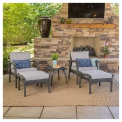 Honolulu 5pc Wicker Patio Seating Set With Cushions - Gray - Christopher Knight Home -Outdoor Comfort Deals Store GUEST 863b9566 5746 4a44 bbfb 4be0c2a77560