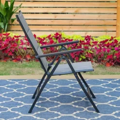 7pc Outdoor Dining Set With 7 Position Adjustable Folding Chairs & Metal Rectangle Table With Umbrella Hole - Captiva Designs -Outdoor Comfort Deals Store GUEST 867747db 87da 48bc b6f2 717b2a3c3521