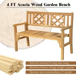 Costway Patio Outdoor Solid Wood Bench Folding Loveseat Chair Park Garden Deck Furniture -Outdoor Comfort Deals Store GUEST 86be3169 2b37 44b4 a0ee 51906ccd86d2