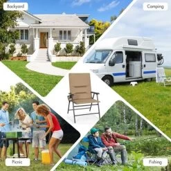 Costway Patio Padded Folding Portable Chair Camping Dining Outdoor Beach Chair GreyBrown -Outdoor Comfort Deals Store GUEST 86c755ae 5d23 4b2c bf48 64f8fa5dfbeb