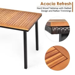 Costway 55'' Patio Rattan Dining Table Acacia Wood Table Top Umbrella Hole -Outdoor Comfort Deals Store GUEST 874b1984 35b4 4757 90f0 bd70cf450466