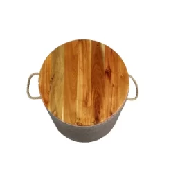 Modern Cement Accent Patio Table - Brown - Olivia & May