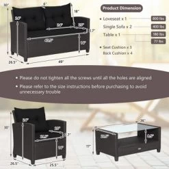 Costway 8 PCS Patio Rattan Furniture Set Glass Table Shelf Sofa Cushion -Outdoor Comfort Deals Store GUEST 8800320e 5f0e 4143 a5ca 5a25be25721b