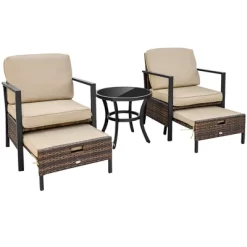 Costway 5PCS Patio Wicker Conversation Set Space Saving Cushions Chairs With Ottomans Table -Outdoor Comfort Deals Store GUEST 884cfc46 d644 4804 af2d 2143abd19473