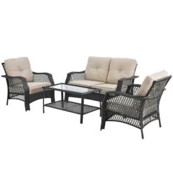Costway 4PCS Patio Wicker Furniture Set Loveseat Sofa Coffee Table W/ Cushion 17 Costway 4PCS Patio Wicker Furniture Set Loveseat Sofa Coffee Table W/ Cushion -Outdoor Comfort Deals Store GUEST 88f01679 f707 4e96 9799 df8612e03cb1