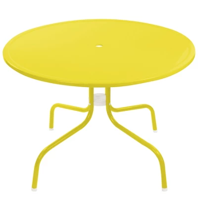 Northlight 39.25-Inch Outdoor Retro Metal Tulip Dining Table, Yellow 2 Northlight 39.25-Inch Outdoor Retro Metal Tulip Dining Table, Yellow - Image 2