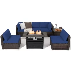 Tangkula 7PCS Patio Rattan Furniture Set 42" Fire Pit Table W/ Cover Cushioned -Outdoor Comfort Deals Store GUEST 898c36db ff22 4ea1 bdb9 99b5d768673d