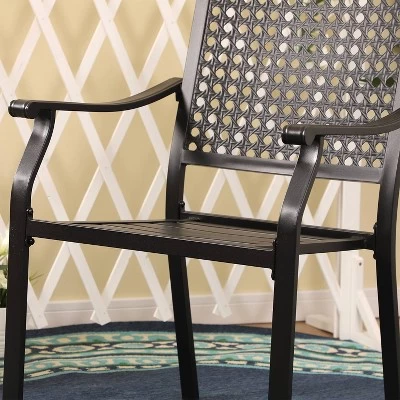 7pc Outdoor Dining Set With Faux Wood Table With Umbrella Hole - Captiva Designs 15 7pc Outdoor Dining Set With Faux Wood Table With Umbrella Hole - Captiva Designs - Image 15