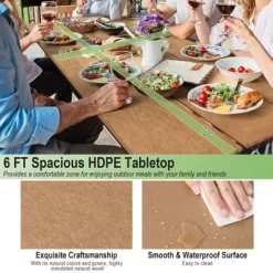 Costway 6FT Picnic Table Bench Set Outdoor HDPE Heavy-Duty Table For 6-8 Person Brown/Grey 16 Costway 6FT Picnic Table Bench Set Outdoor HDPE Heavy-Duty Table For 6-8 Person Brown/Grey -Outdoor Comfort Deals Store GUEST 8af085a9 6d7e 4fbf b69b 4354dc186dfe