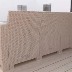 Merrick Lane Outdoor Furniture Resin Sofa Faux Rattan Wicker Pattern Patio 3-Seat Sofa With All-Weather Cushions -Outdoor Comfort Deals Store GUEST 8c834faf 3e4e 4700 9ddc 7ac1c8468f61