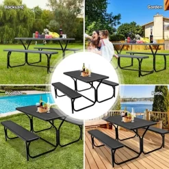 Costway Picnic Table Bench Set Outdoor Backyard Patio Garden Party Dining All Weather Black -Outdoor Comfort Deals Store GUEST 8c9e3cf7 1a06 41bb 80da 5cc51c0a8b02
