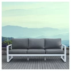 Baltic 1pc Metal Patio Sofa - White - Real Flame -Outdoor Comfort Deals Store GUEST 8cf00070 f8d1 4a72 aeb5 c6e5d2b22678