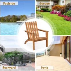 Costway Patio Acacia Wood Adirondack Chair Lounge Armchair Durable Outdoor Garden Yard -Outdoor Comfort Deals Store GUEST 8cf84655 561f 435a bcca aef4106ba684