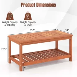Costway Patio Coffee Table 2-Tier Outdoor Side Rectangle Side Table Solid Wood Porch -Outdoor Comfort Deals Store GUEST 8d2bea30 906f 47af 8ffa 019565dbcb91