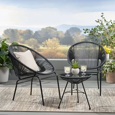 Nusa 3pc Faux Rattan Chat Set - Christopher Knight Home 5 Nusa 3pc Faux Rattan Chat Set - Christopher Knight Home - Image 5