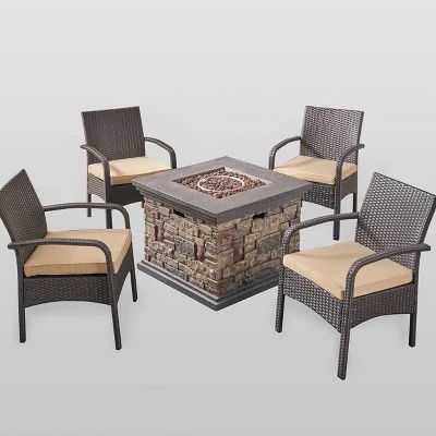 Christopher Knight Home 5pc Cordoba Wrought Iron Outdoor Patio Fire Pit Furniture Set With Club Chairs 1 Christopher Knight Home 5pc Cordoba Wrought Iron Outdoor Patio Fire Pit Furniture Set With Club Chairs