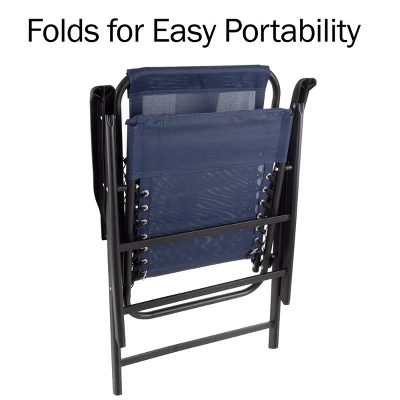 Pure Garden Folding Lounge Chairs – Portable Camping Or Lawn Chairs, Navy, Set Of 2 3 Pure Garden Folding Lounge Chairs – Portable Camping Or Lawn Chairs, Navy, Set Of 2 - Image 3