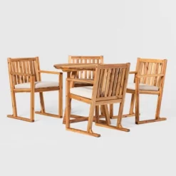Saracina Home 5pc Modern Slatted Acacia Outdoor Dining Set With Round Table 11 Saracina Home 5pc Modern Slatted Acacia Outdoor Dining Set With Round Table -Outdoor Comfort Deals Store GUEST 8dc53612 7be6 4a13 bb62 ccfb9aa09886