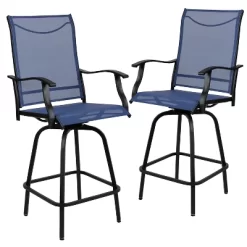 Merrick Lane Set Of 2 Brett High Back Bar Height Swivel Patio Stools With Powder Coated Metal Frames And Textilene Upholstery -Outdoor Comfort Deals Store GUEST 8dde4d2b 5b8b 4bcc a652 66745cdc0240