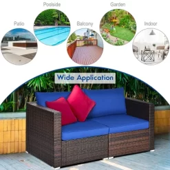Costway 4PCS Patio Rattan Corner Sofa Sectional Furniture SetBlueBeigeNavy Cushion -Outdoor Comfort Deals Store GUEST 8dfa71e9 3077 4bfa bf0f a13d8a67a683