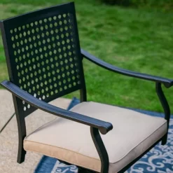 7pc Outdoor Dining Set With Steel Swivel Chairs & Large Rectangle Metal Table With Umbrella Hole - Black - Captiva Designs -Outdoor Comfort Deals Store GUEST 8e420e26 6e1d 4e9a ab01 63733eb80d46