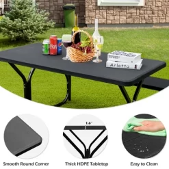 Costway Picnic Table Bench Set Outdoor Backyard Patio Garden Party Dining All Weather Black -Outdoor Comfort Deals Store GUEST 8f76d349 c40f 4c4b aba3 2f67ee642fc3