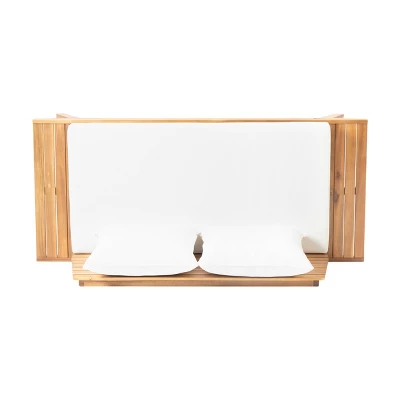 Sedona Wooden Loveseat - Teak/White - Christopher Knight Home 4 Sedona Wooden Loveseat - Teak/White - Christopher Knight Home - Image 4