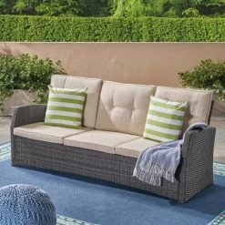 Sanger Wicker Sofa - Gray/Beige - Christopher Knight Home -Outdoor Comfort Deals Store GUEST 8f8dbec4 23bd 4091 bc14 c47d7a333dd7