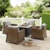 Bradenton 5pc Outdoor Wicker Arm Chair & Fire Table Set - Crosley