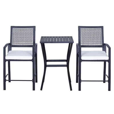 Outsunny 3PCS Patio Bar Set With Soft Cushion, Rattan Wicker Outdoor Furniture Set For Backyards, Lawn, Deck, Poolside 3 Outsunny 3PCS Patio Bar Set With Soft Cushion, Rattan Wicker Outdoor Furniture Set For Backyards, Lawn, Deck, Poolside - Image 3