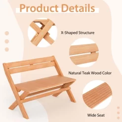 Costway Patio Folding Chair Solid Teak Wood Slatted Seat Natural Portable Outdoor -Outdoor Comfort Deals Store GUEST 906d0db2 a951 4c82 989d 1bc738002849