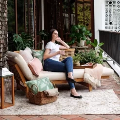 Cambridge Casual Auburn Teak & Wicker Outdoor Patio Daybed With Cushion Brown/Beige