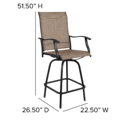 Merrick Lane Set Of 2 Brett High Back Bar Height Swivel Patio Stools With Powder Coated Metal Frames And Textilene Upholstery -Outdoor Comfort Deals Store GUEST 910fa9c6 04e1 442e a31c eb09d1736058