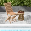 Costway 2 PCS Patio Folding Chair Teak High Back Dining Slatted Seat Portable Outdoor