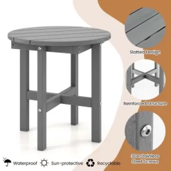 Costway Patio 18'' Adirondack Round Side Table All Weather HDPE End Table Outdoor Grey -Outdoor Comfort Deals Store GUEST 917fba26 f4da 4ba7 a9a7 6fa9f7be3ccd