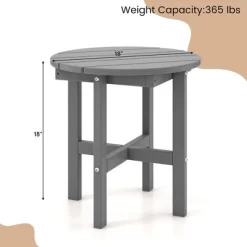 Costway Patio 18'' Adirondack Round Side Table All Weather HDPE End Table Outdoor Grey -Outdoor Comfort Deals Store GUEST 9298c9ba 339b 4166 bbee 9fd70e2cf625