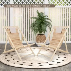 Costway Patio Outdoor Adjustable Folding Wood Sling Chair Reclining Lounge Assembly Free -Outdoor Comfort Deals Store GUEST 92a7c29e 75c4 4990 96e1 e2d0278ae54e