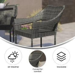 Emma And Oliver All-Weather Indoor/Outdoor Stacking Patio Dining Chair With Steel Frame And Weather Resistant PE Rattan -Outdoor Comfort Deals Store GUEST 92fa2570 578d 4077 87e9 1e8334567ff0
