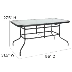 Emma And Oliver 7 Piece Patio Table & Chairs Set With 31.5"x55" Rectangular Metal Table With Tempered Glass Top And 6 Black Aluminum Stacking Chairs 12 Emma And Oliver 7 Piece Patio Table & Chairs Set With 31.5"x55" Rectangular Metal Table With Tempered Glass Top And 6 Black Aluminum Stacking Chairs -Outdoor Comfort Deals Store GUEST 939aeb46 2557 44a2 b382 da6848def9ca