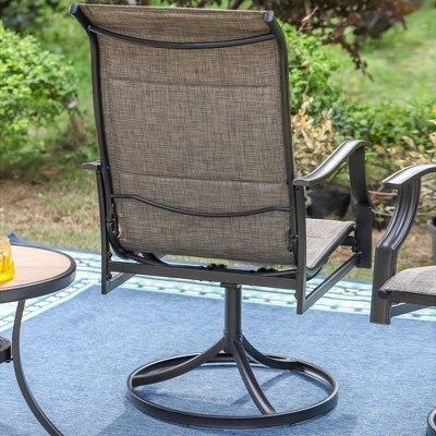 2pk Steel Patio 360 Swivel Padded Arm Chairs With Sling Seat & Back - Captiva Designs 6 2pk Steel Patio 360 Swivel Padded Arm Chairs With Sling Seat & Back - Captiva Designs - Image 6