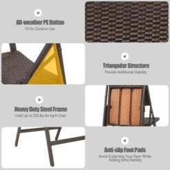 Tangkula 2 PCS Outdoor Rattan Folding Dining Chairs Patio Wicker Portable Chairs For Balcony Garden Lawn Brown -Outdoor Comfort Deals Store GUEST 940da039 6afe 42f8 85d9 685a2477f8cf