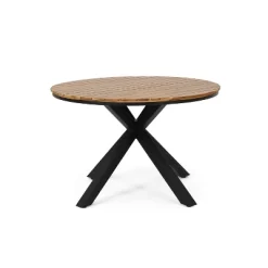 Soto Round Outdoor Acacia Wood Dining Table Teak/Black - Christopher Knight Home -Outdoor Comfort Deals Store GUEST 944cb90a c048 4661 9cae 800336f32f5a