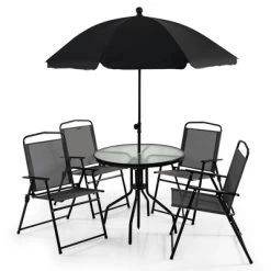 Costway 6 PCS Patio Dining Set Folding Chairs Glass Table Tilt Umbrella Garden -Outdoor Comfort Deals Store GUEST 954095b4 0a2b 41d5 ae0d 09e8d6f16878