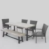 Cooper 6pc Wicker And Acacia Wood Dining Set - Gray - Christopher Knight Home